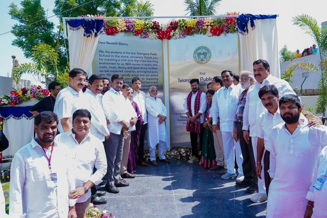 Chief Minister Sri A. Revanth Reddy inaugurating Telangana Public School, Arutla